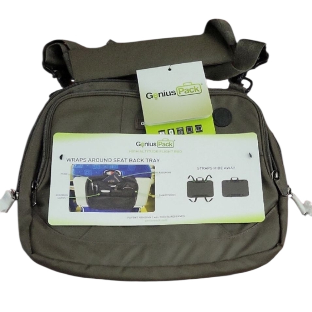 NWT Genius Pack Olive Green Seat Back Tray Bag